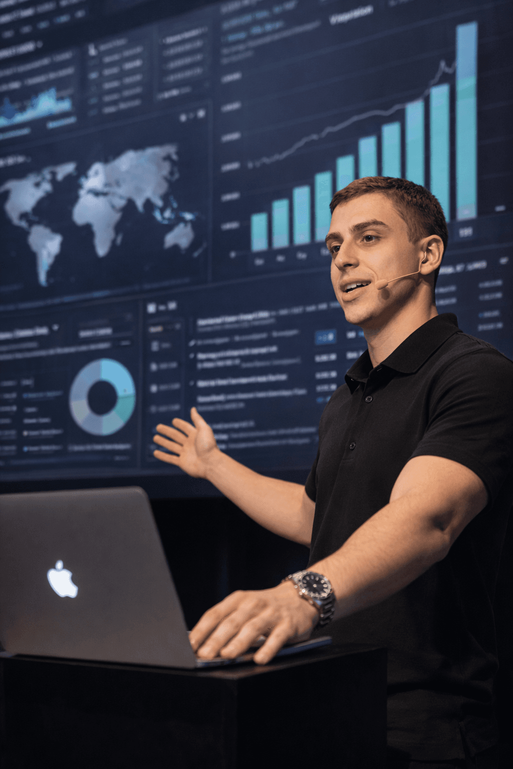 Painel central do hero